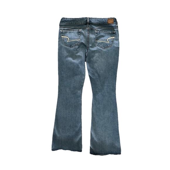 American Eagle Y2K Women’s Denim Blue Artist Flare Stretch Low Rise Jeans Sz 8 - Picture 6 of 7
